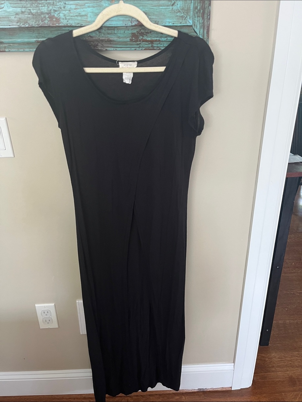 Poetry Black Cap-Sleeve Maxi Dress